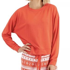 Jenni Women's Long Sleeve Pajama Top Papaya Punch Fairisle Size L